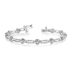 14k White Gold Holds 3/4 carat 11-2.6mm Round Diamond 4-prong Bar Link 7  inch Tennis Bracelet Mounting (No Stone Included)
