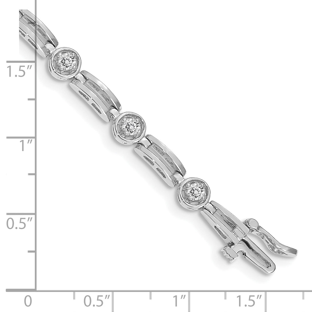 14k White Gold Holds 3/4 carat 11-2.6mm Round Diamond 4-prong Bar Link 7  inch Tennis Bracelet Mounting (No Stone Included)