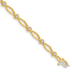 14k Holds 3/4 carat 9-2.7mm Round Diamond Fancy Link 7 inch Bracelet Mounting (No Stone Included)