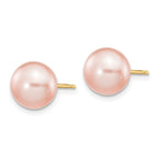Pink Button Cultured Freshwater Pearl Stud Earrings in 14K Yellow Gold, 8-9mm - Sophia Jewelers
