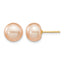 Pink Button Cultured Freshwater Pearl Stud Earrings in 14K Yellow Gold, 8-9mm - Sophia Jewelers