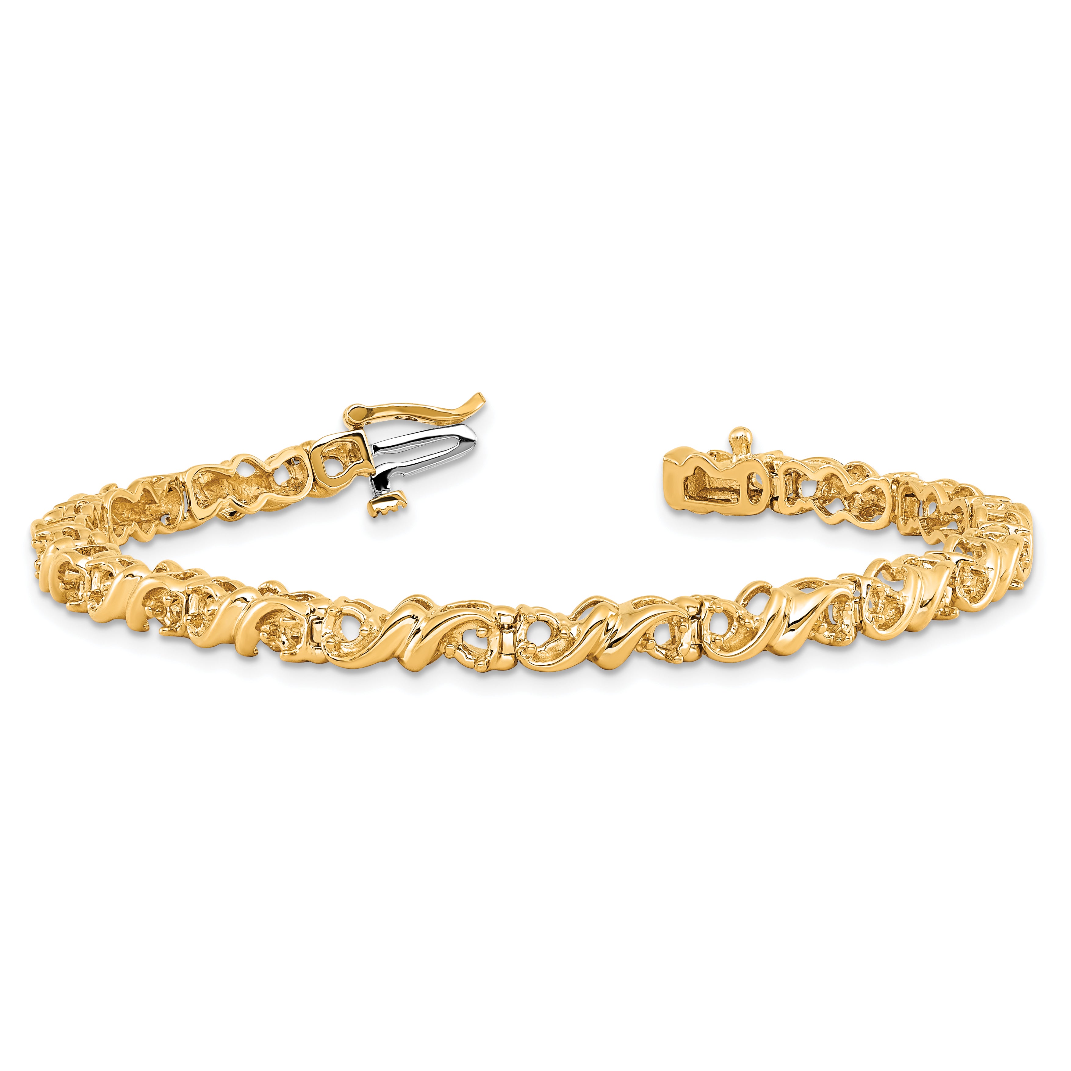 14k Holds 1.17 carat 30-2.1mm Round Diamond Fancy Swirl 7 inch Tennis Bracelet Mounting (No Stone Included)