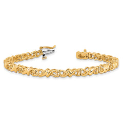 14k Holds 1.17 carat 30-2.1mm Round Diamond Fancy Swirl 7 inch Tennis Bracelet Mounting (No Stone Included)