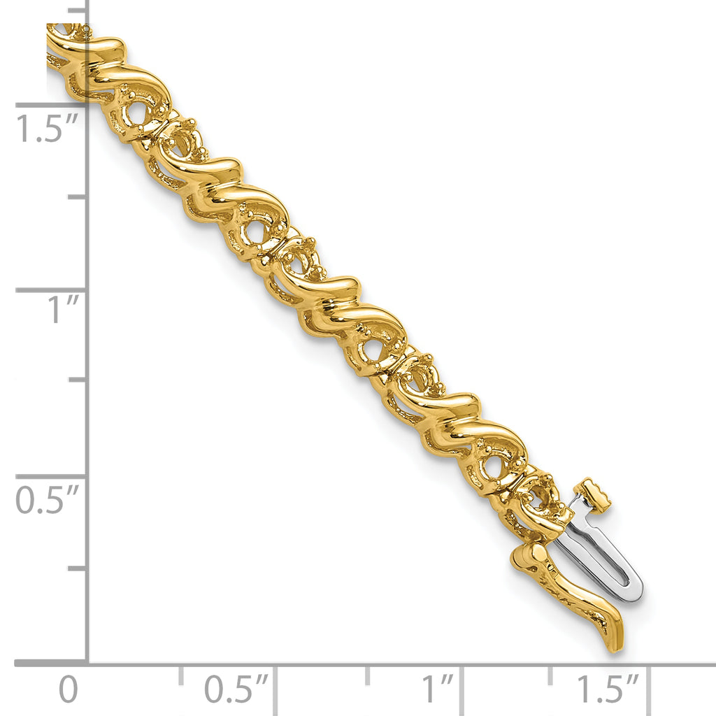 14k Holds 1.17 carat 30-2.1mm Round Diamond Fancy Swirl 7 inch Tennis Bracelet Mounting (No Stone Included)