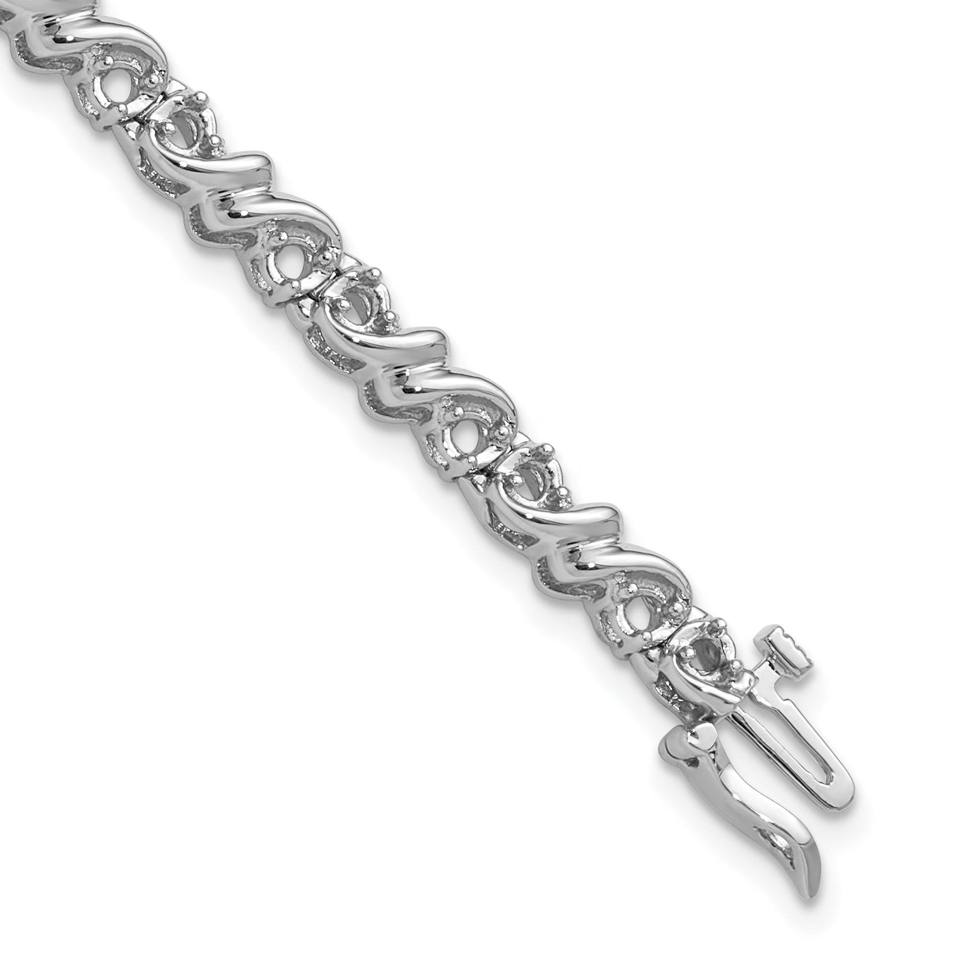 14k White Gold Holds 1.17 carat 30-2.1mm Round Diamond Fancy Swirl 7 inch Tennis Bracelet Mounting (No Stone Included) Main image