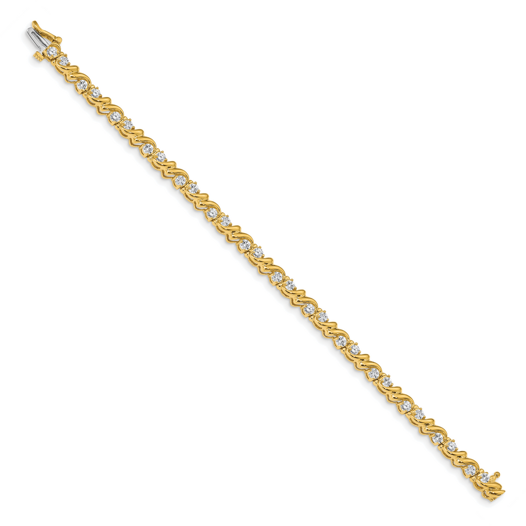 14k Holds 1.45 carat 28-2.4mm Round Diamond Fancy Swirl 7 inch Tennis Bracelet Mounting (No Stone Included)