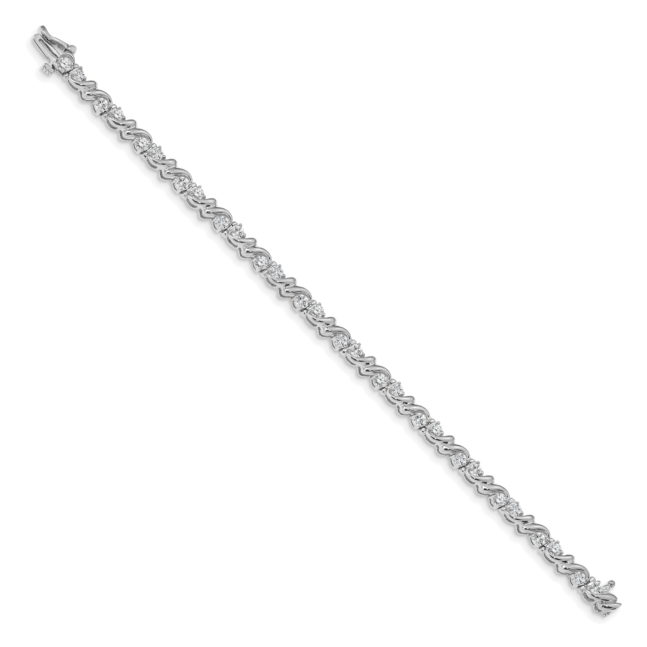 14k White Gold Holds 1.45 carat 28-2.4mm Round Diamond Fancy Swirl 7 inch Tennis Bracelet Mounting (No Stone Included) Secondary image