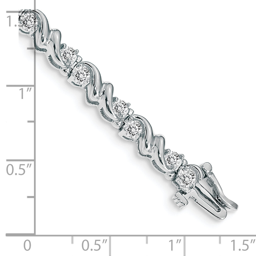 14k White Gold Holds 1.45 carat 28-2.4mm Round Diamond Fancy Swirl 7 inch Tennis Bracelet Mounting (No Stone Included)