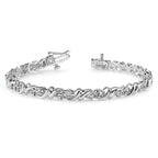 14k White Gold Holds 2.88 carat 28-3mm Round Diamond Fancy Swirl 7 inch Tennis Bracelet Mounting (No Stone Included)