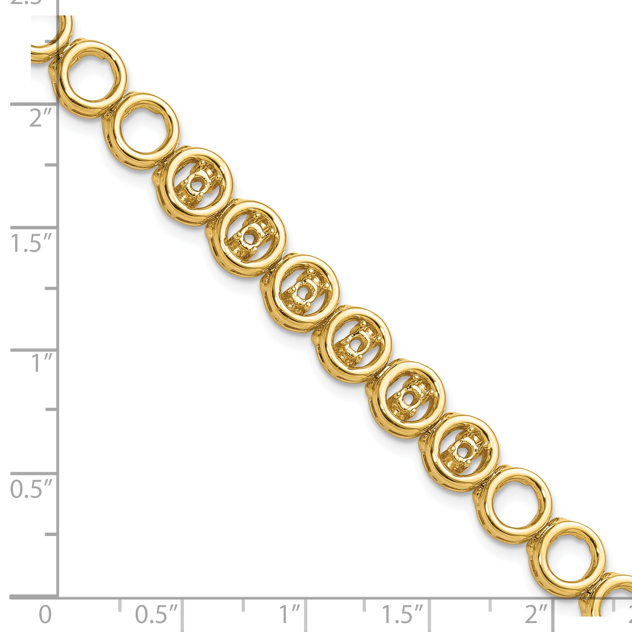 14k Holds 3/4 carat 6-3.2mm Circle Add-a-Diamond 7 inch Tennis Bracelet Mounting (No Stone Included) with 6 Heads