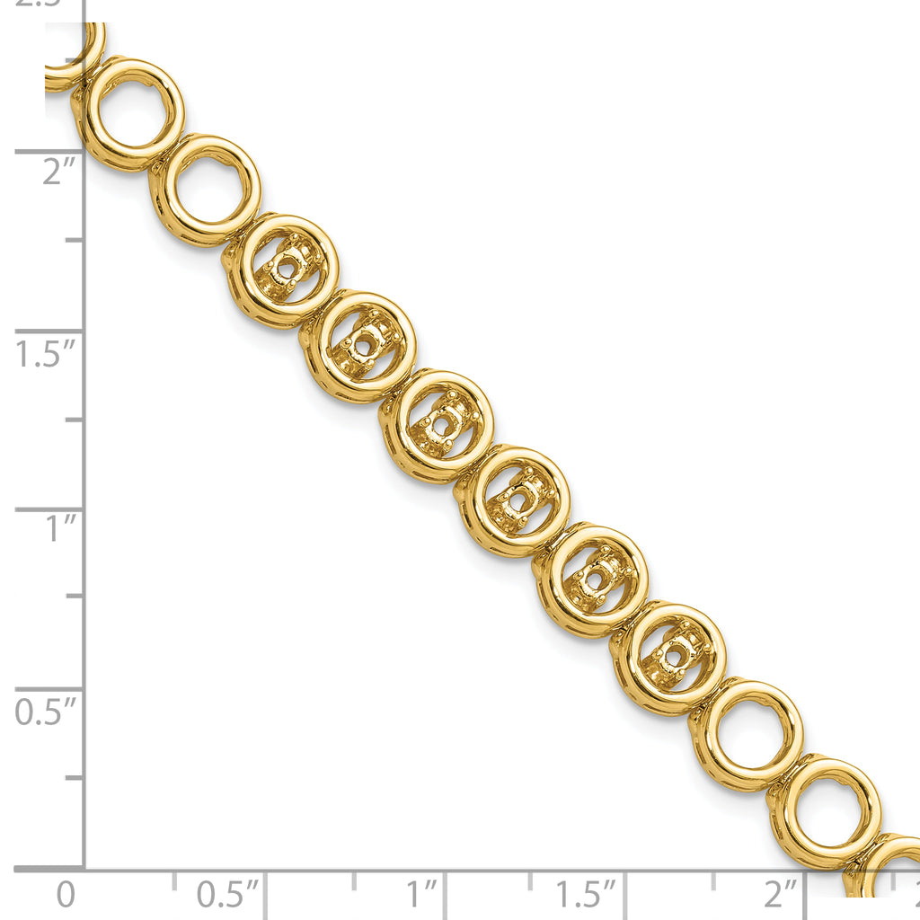 14k Holds 3/4 carat 6-3.2mm Circle Add-a-Diamond 7 inch Tennis Bracelet Mounting (No Stone Included) with 6 Heads