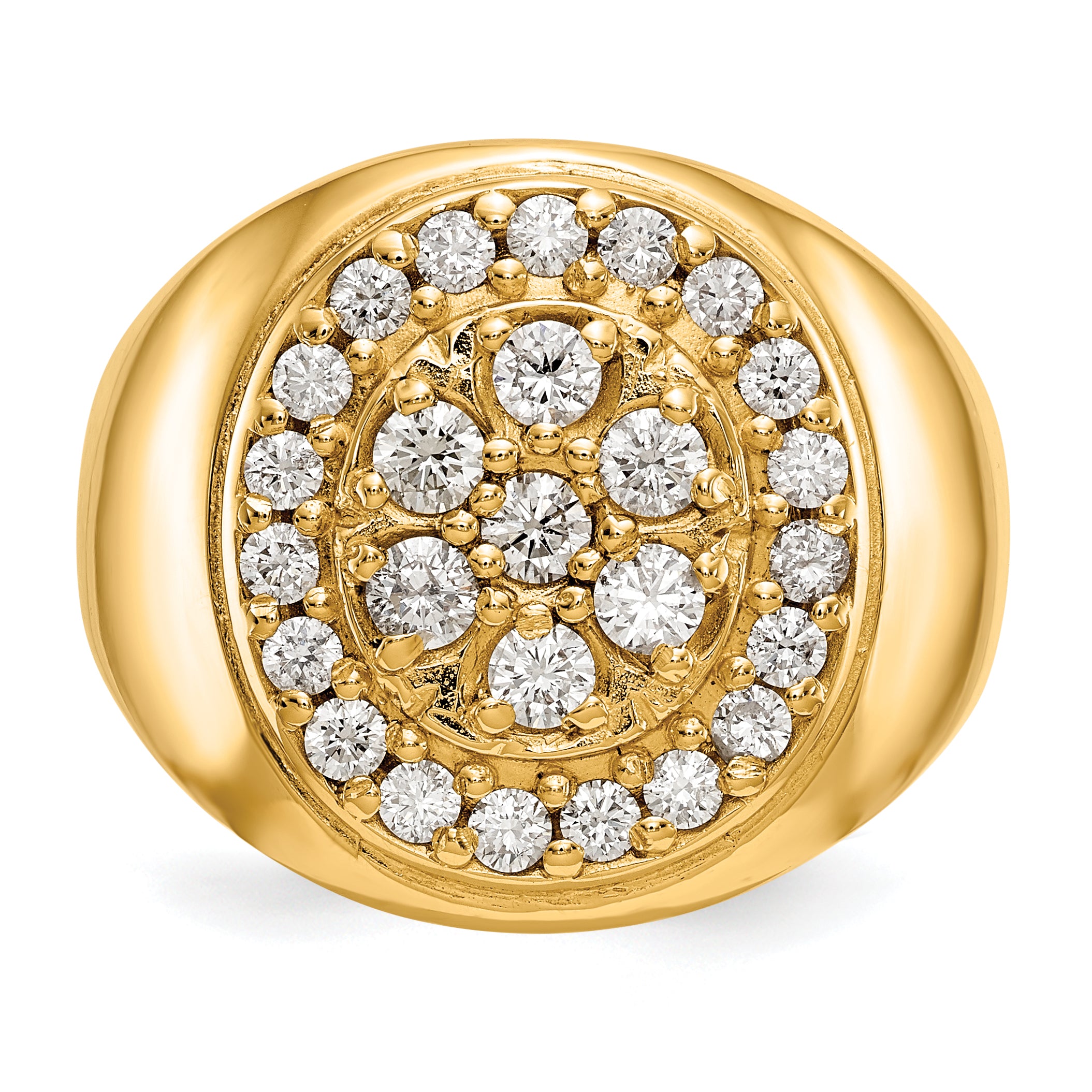 14k 1 carat AAA Diamond Mens Cluster Ring
