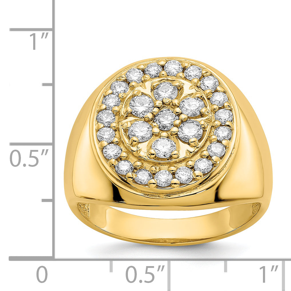 14k 1 carat VS Diamond Mens Cluster Ring