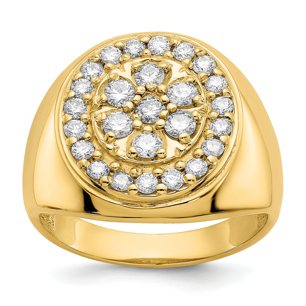14k 1 carat AAA Diamond Mens Cluster Ring