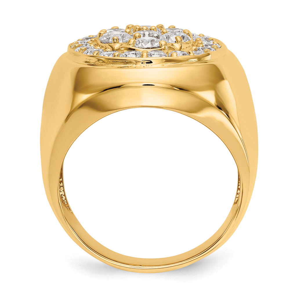 14k 2.87 carat AA Diamond Mens Cluster Ring