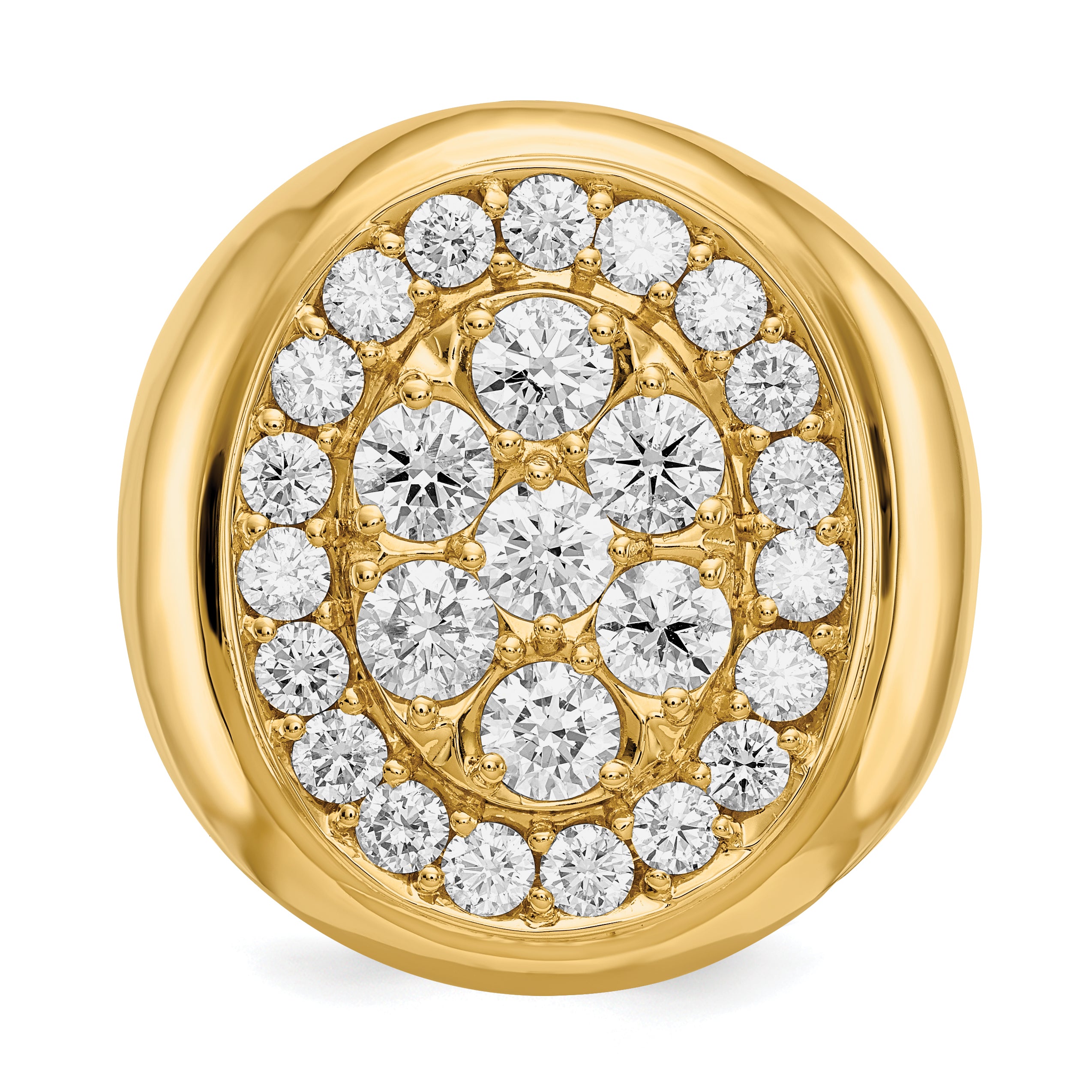 14k 2.87 carat AA Diamond Mens Cluster Ring