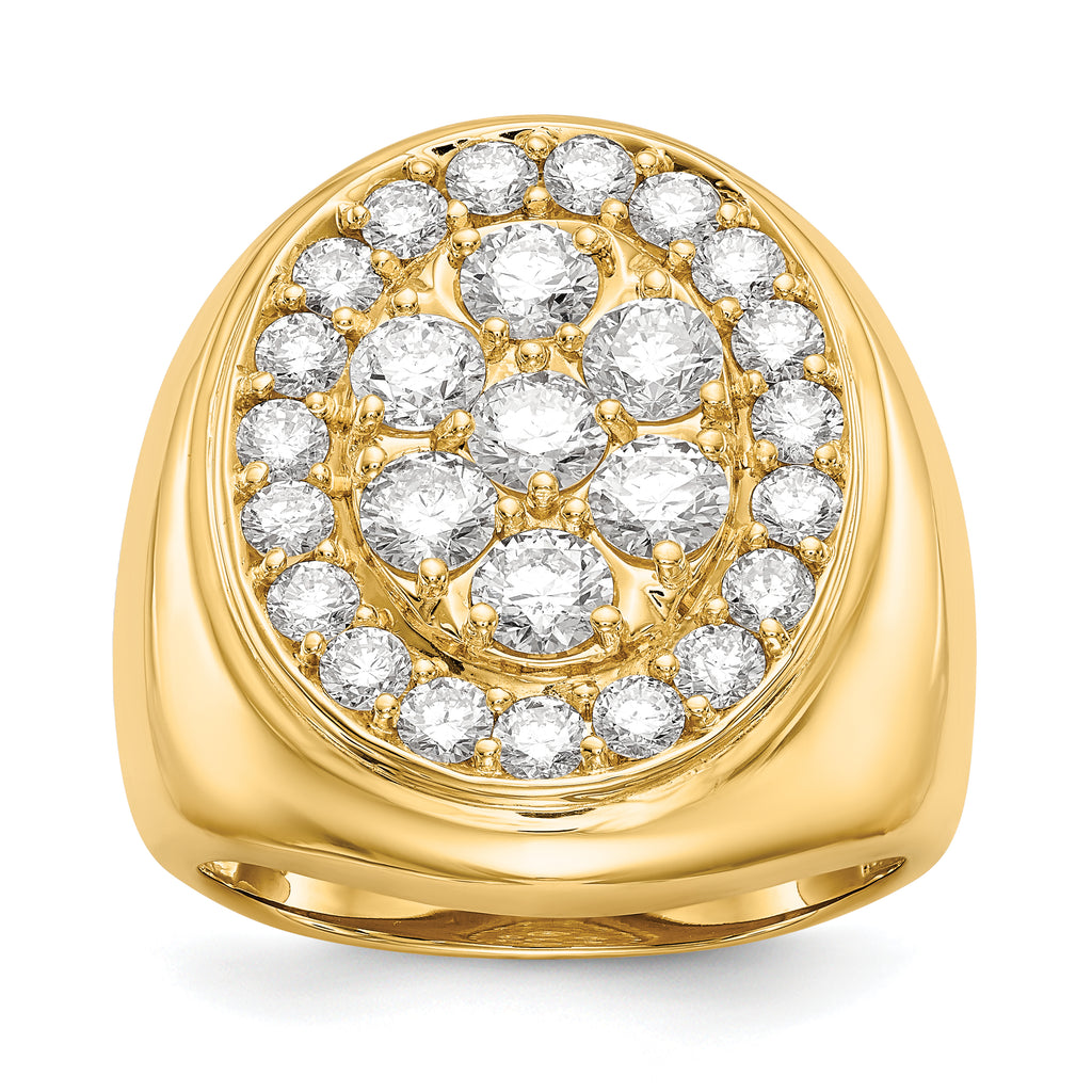 14k 2.87 carat AA Diamond Mens Cluster Ring