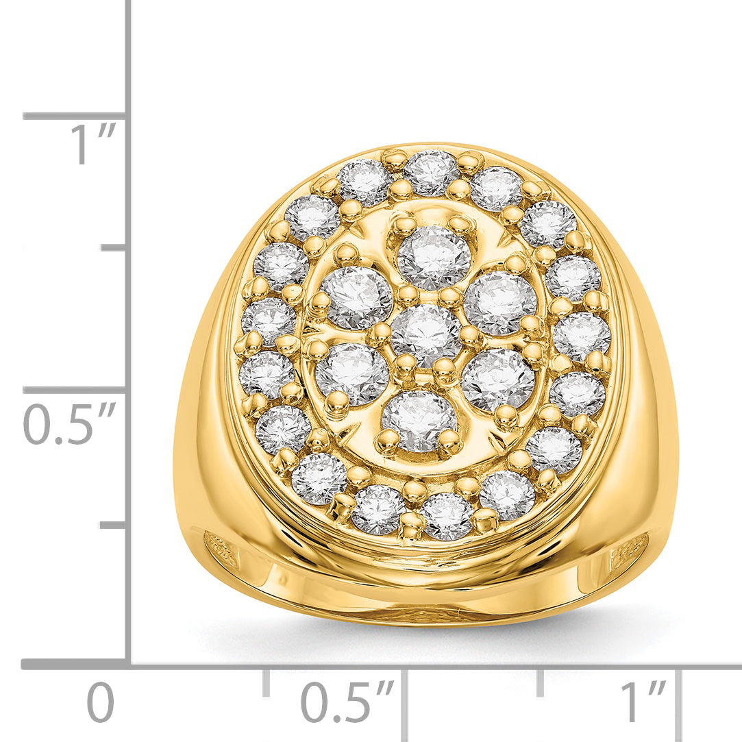 14k 2 carat AAA Diamond Mens Cluster Ring