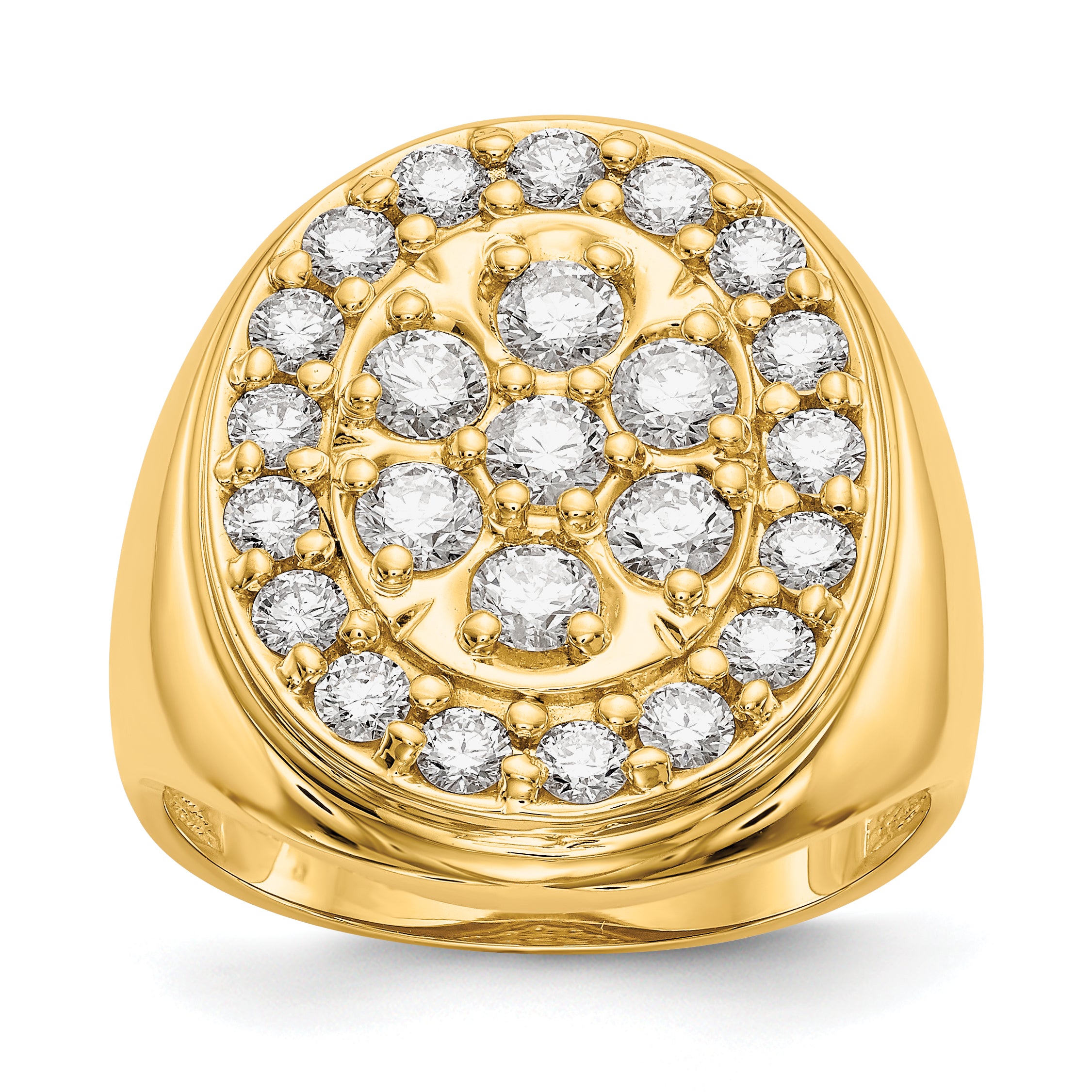 14k 2 carat AA Diamond Mens Cluster Ring