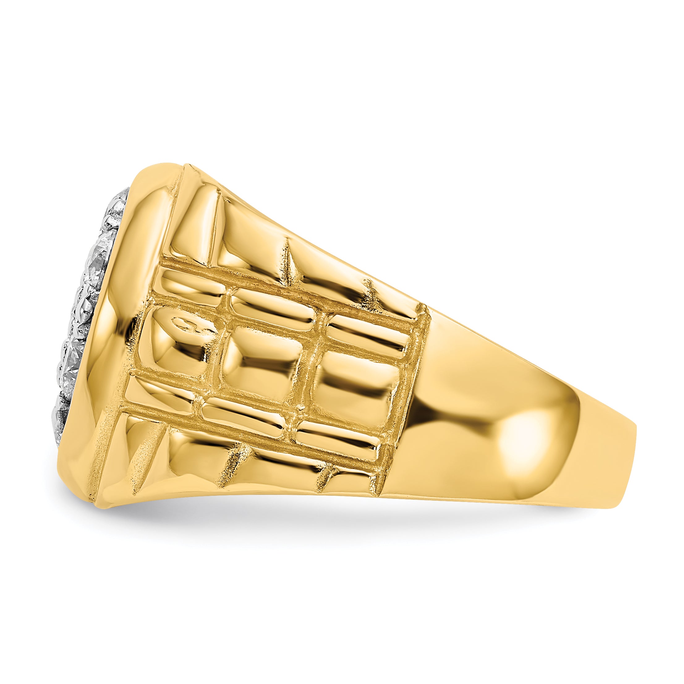 14k 1 carat AA Diamond Mens Cluster Ring