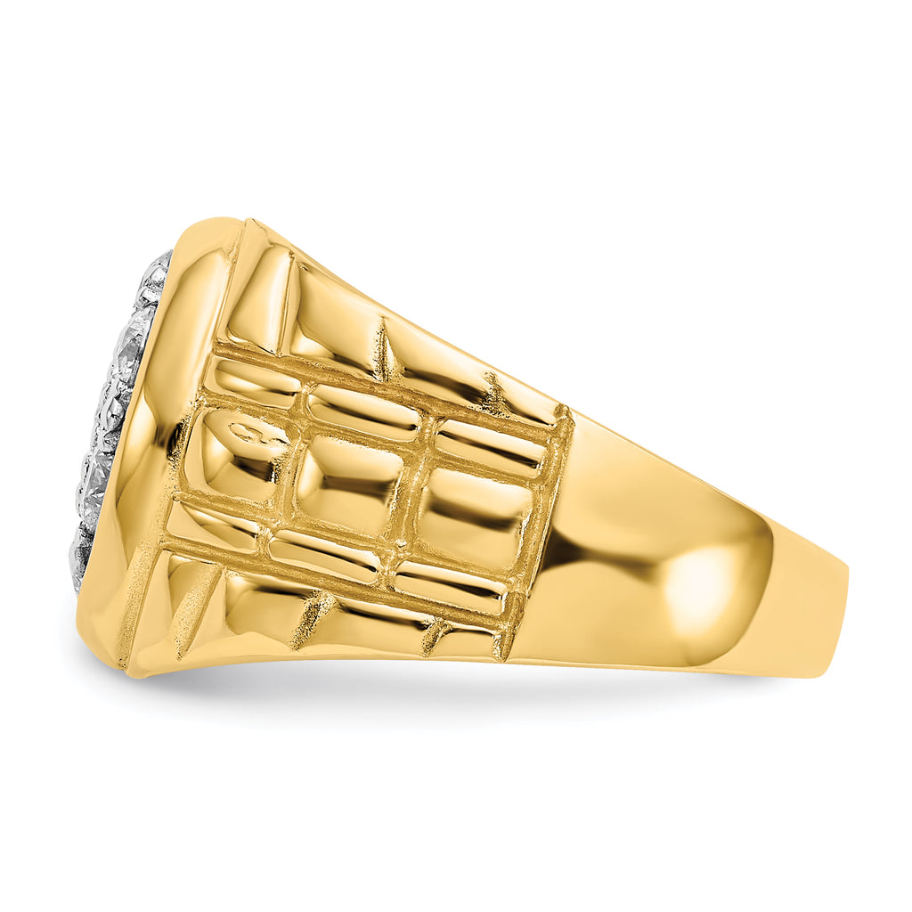 14k 1 carat AAA Diamond Mens Cluster Ring