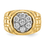 14k 1 carat AA Diamond Mens Cluster Ring