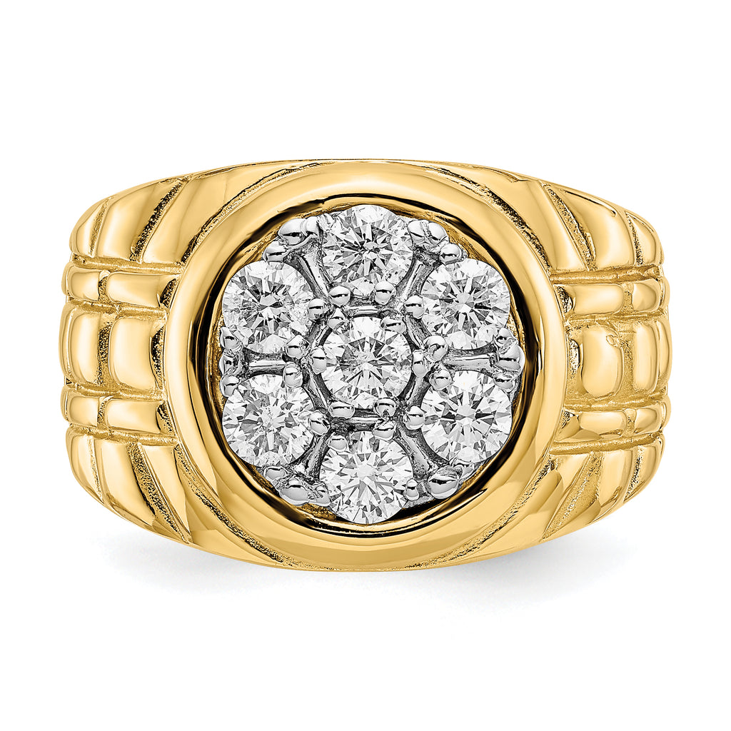 14k 1 carat AAA Diamond Mens Cluster Ring