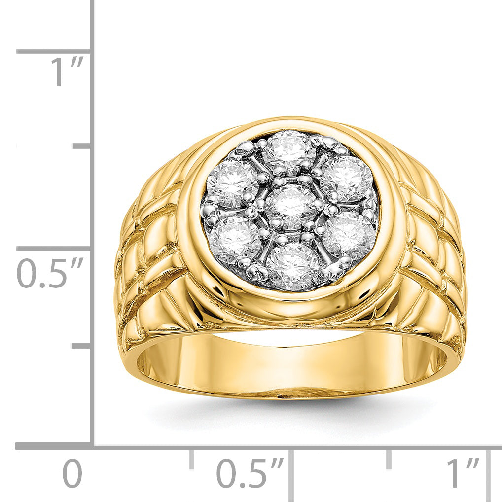 14k 1 carat AAA Diamond Mens Cluster Ring
