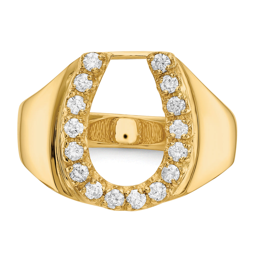 14k 1/2 carat AA Diamond Mens Horseshoe Ring