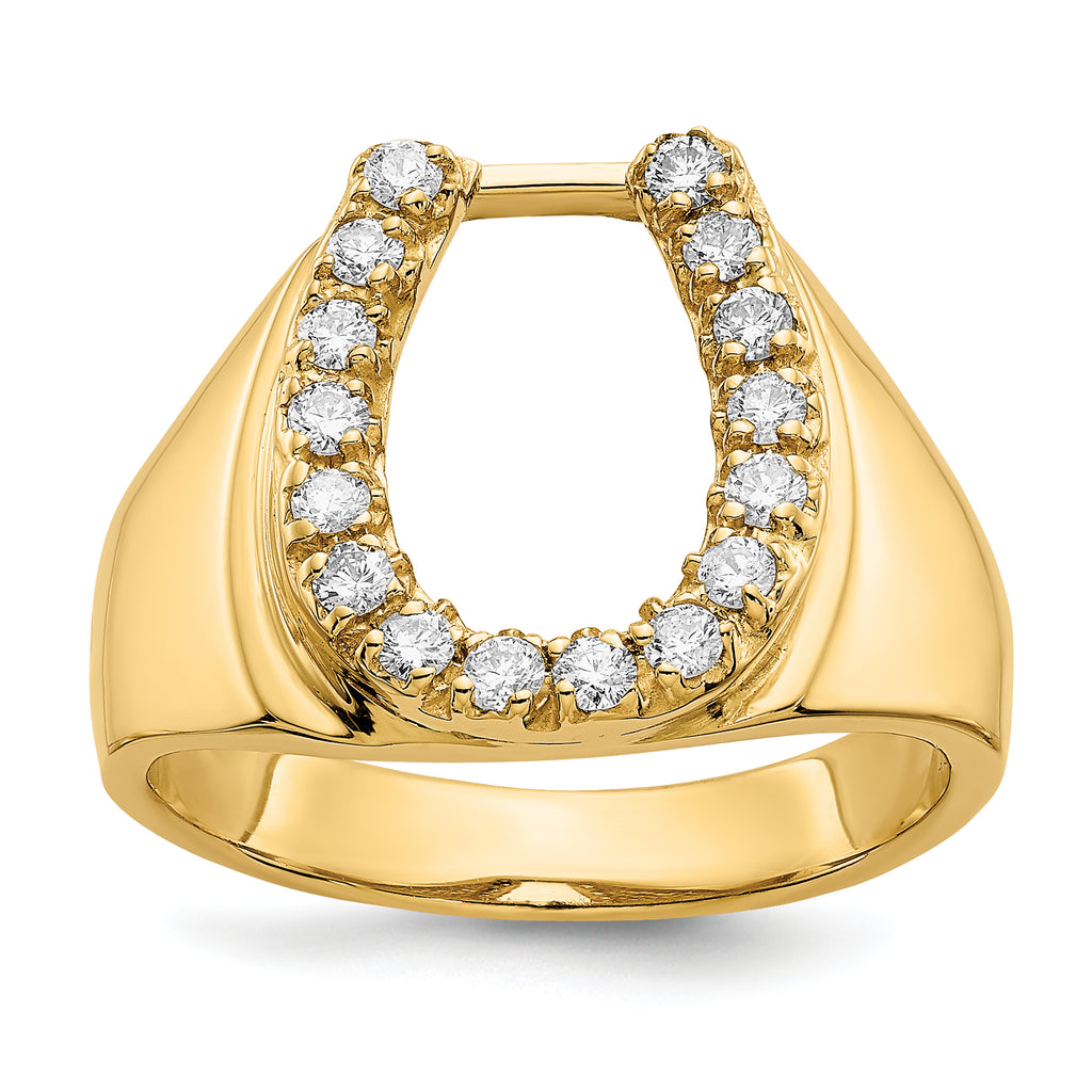 14k 1/2 carat AAA Diamond Mens Horseshoe Ring