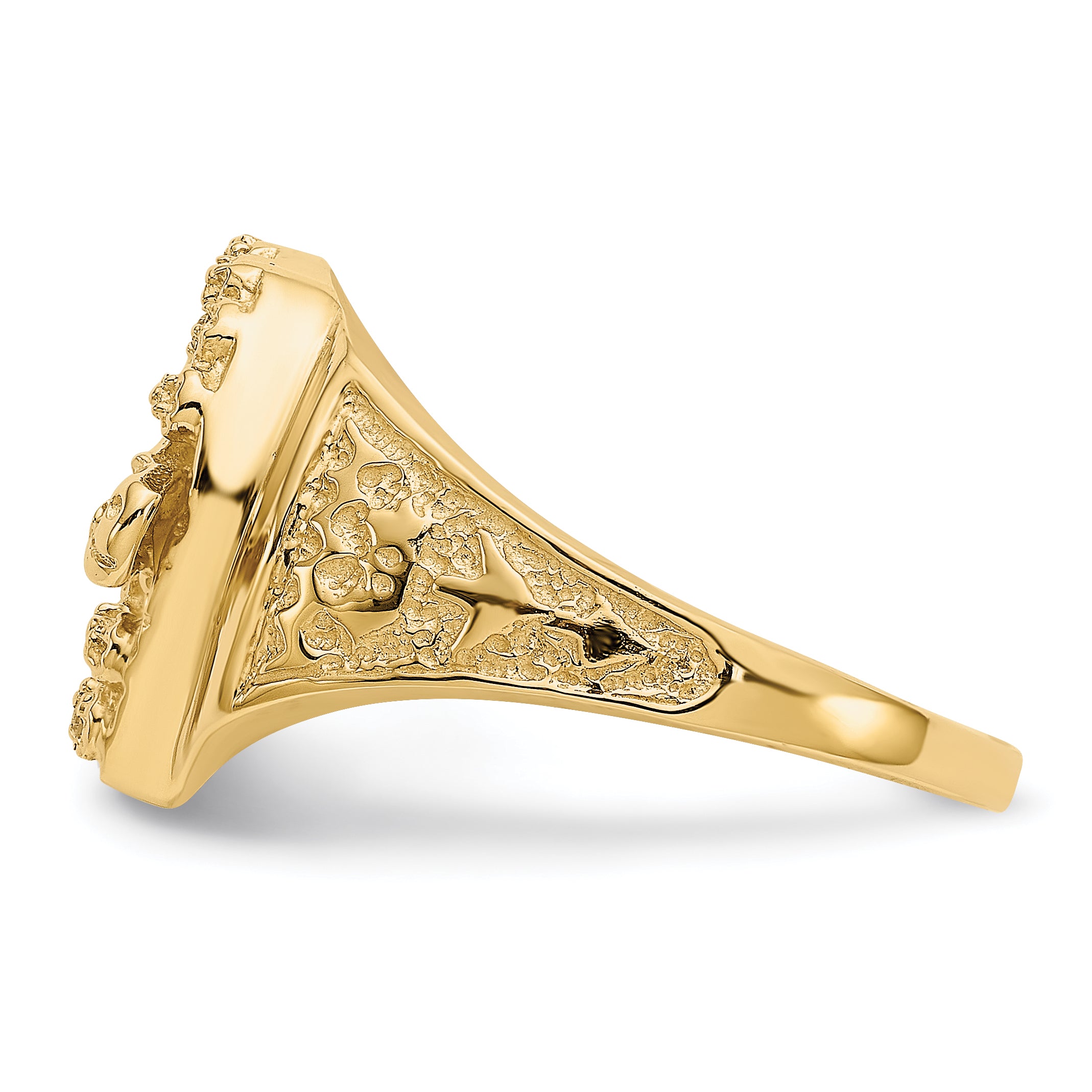 14k AA Diamond Horseshoe with Horse in Center Mens Ring