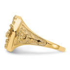 14k AAA Diamond Horseshoe with Horse in Center Mens Ring