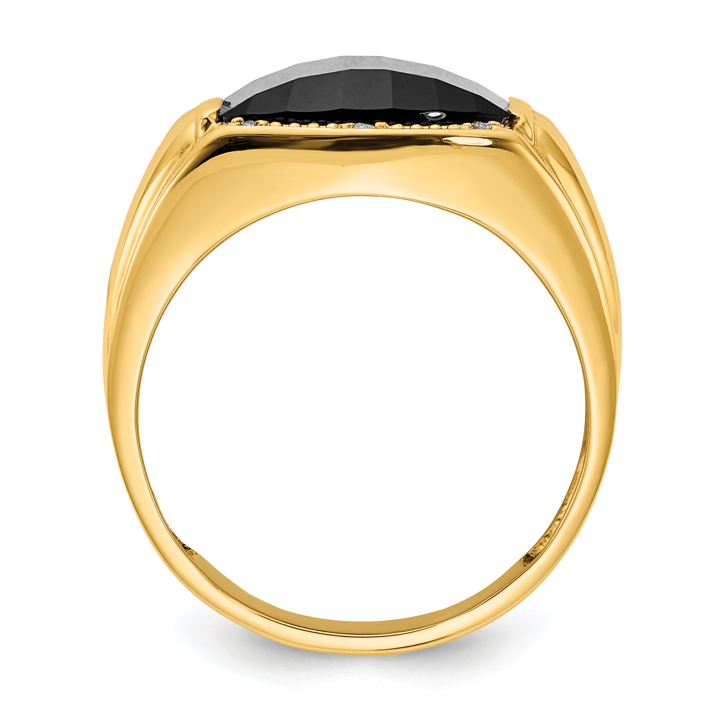 14k Barrel Onyx and AA Diamond Mens Ring Secondary image