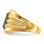 14k Barrel Onyx and AAA Diamond Mens Ring