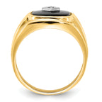 14k Cushion Onyx and AAA Diamond Mens Ring