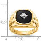 14k Cushion Onyx and AA Diamond Mens Ring