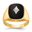 14k Cushion Onyx and AA Diamond Mens Ring