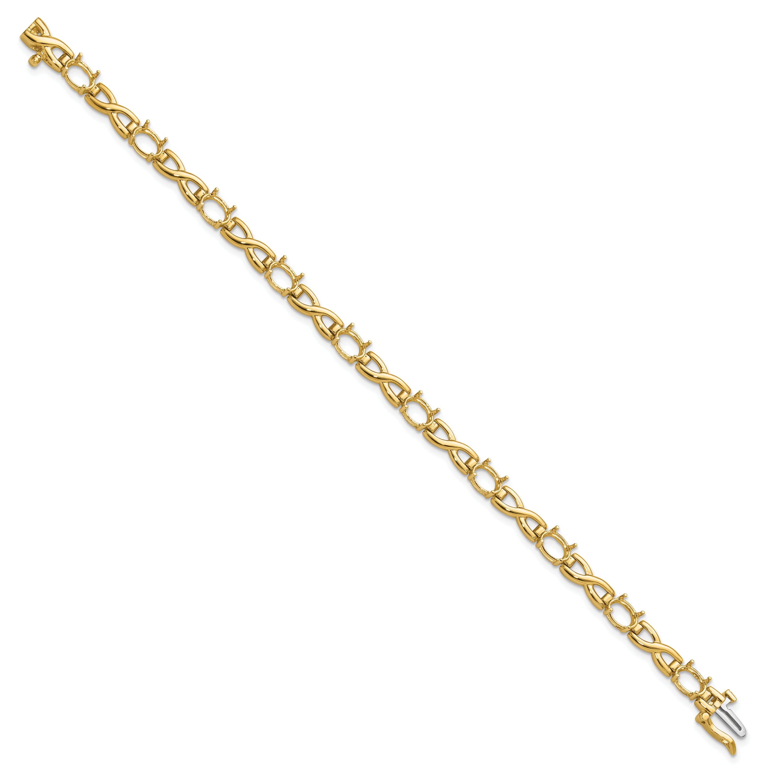 14k 7x5 Gemstone Bracelet Mounting (No Stone Included)