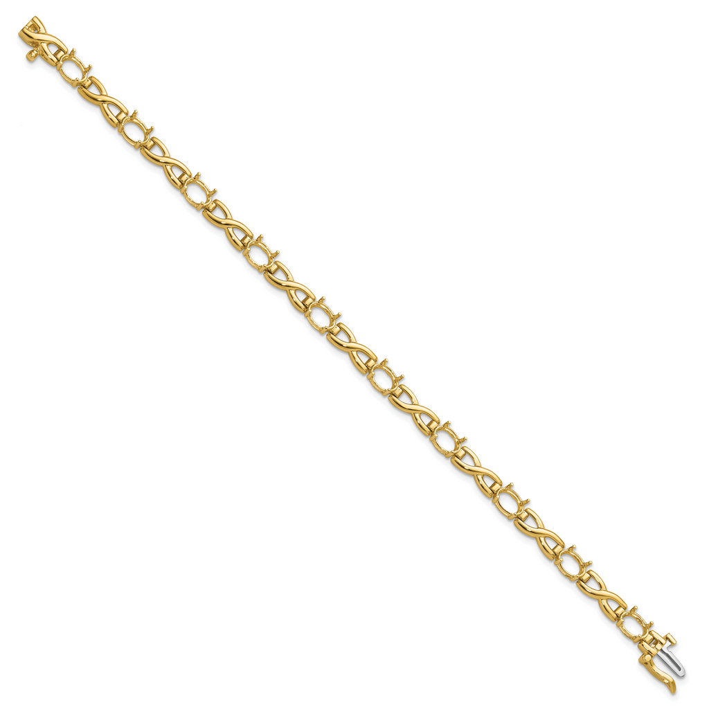 14k 7x5 Gemstone Bracelet Mounting (No Stone Included)