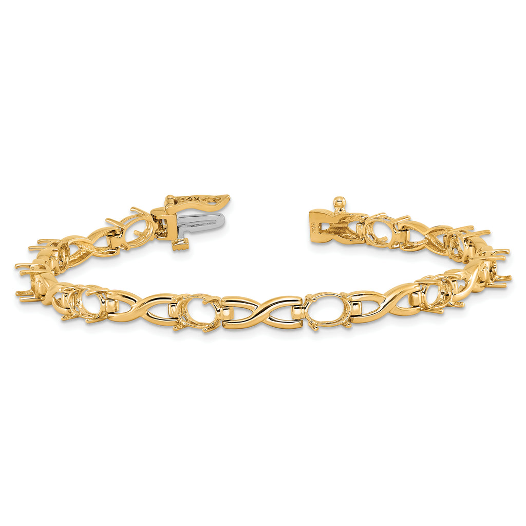 14k 7x5 Gemstone Bracelet Mounting (No Stone Included)
