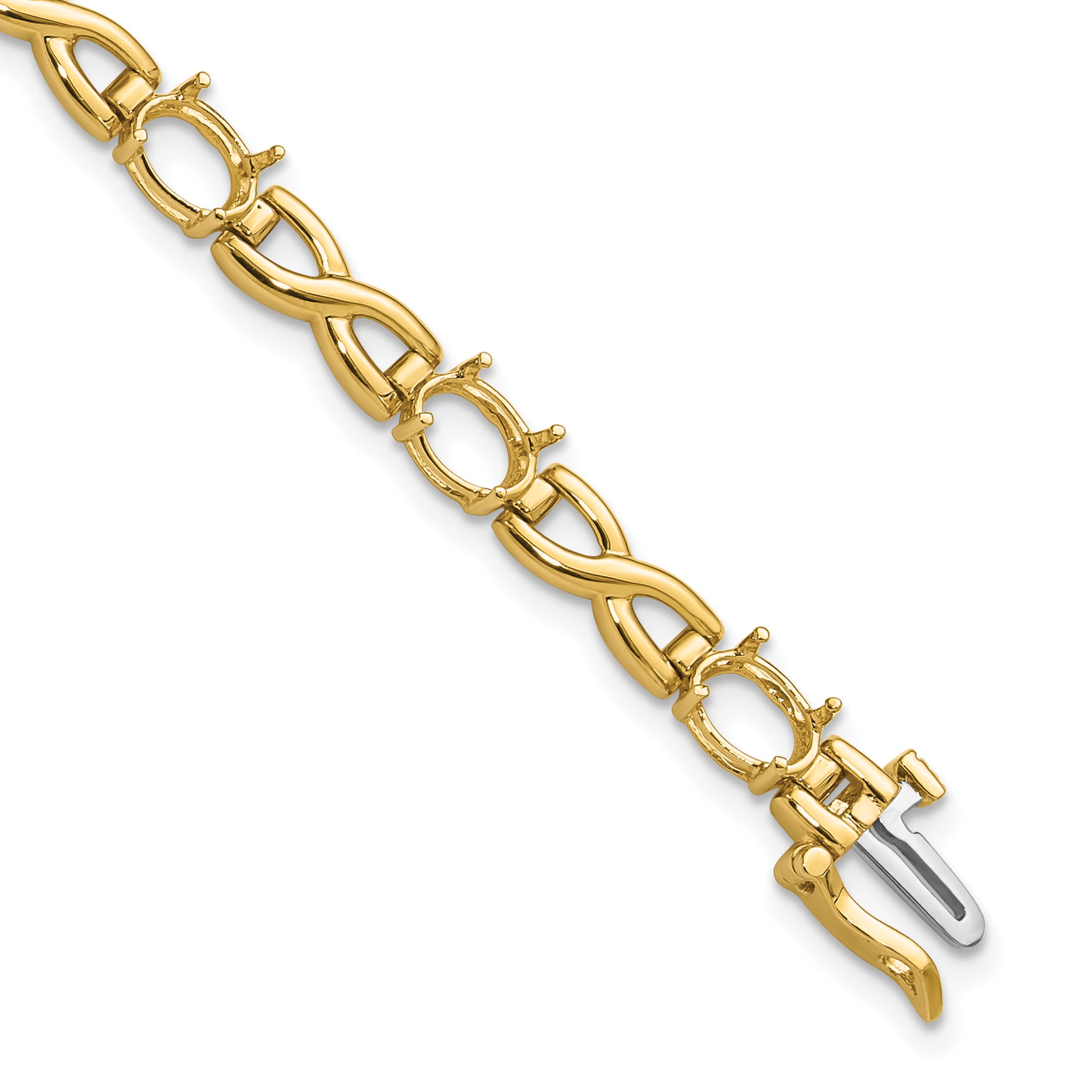 14k 7x5 Gemstone Bracelet Mounting (No Stone Included) Main image