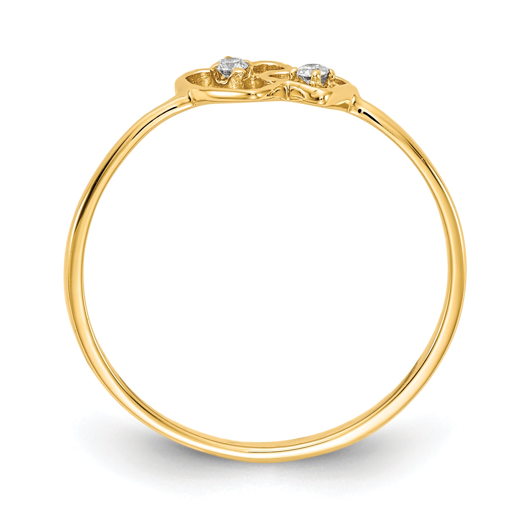 14k Polished AA Diamond heart ring