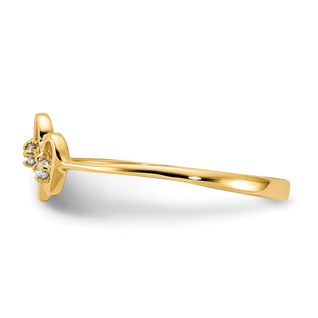 14k Polished AA Diamond heart ring