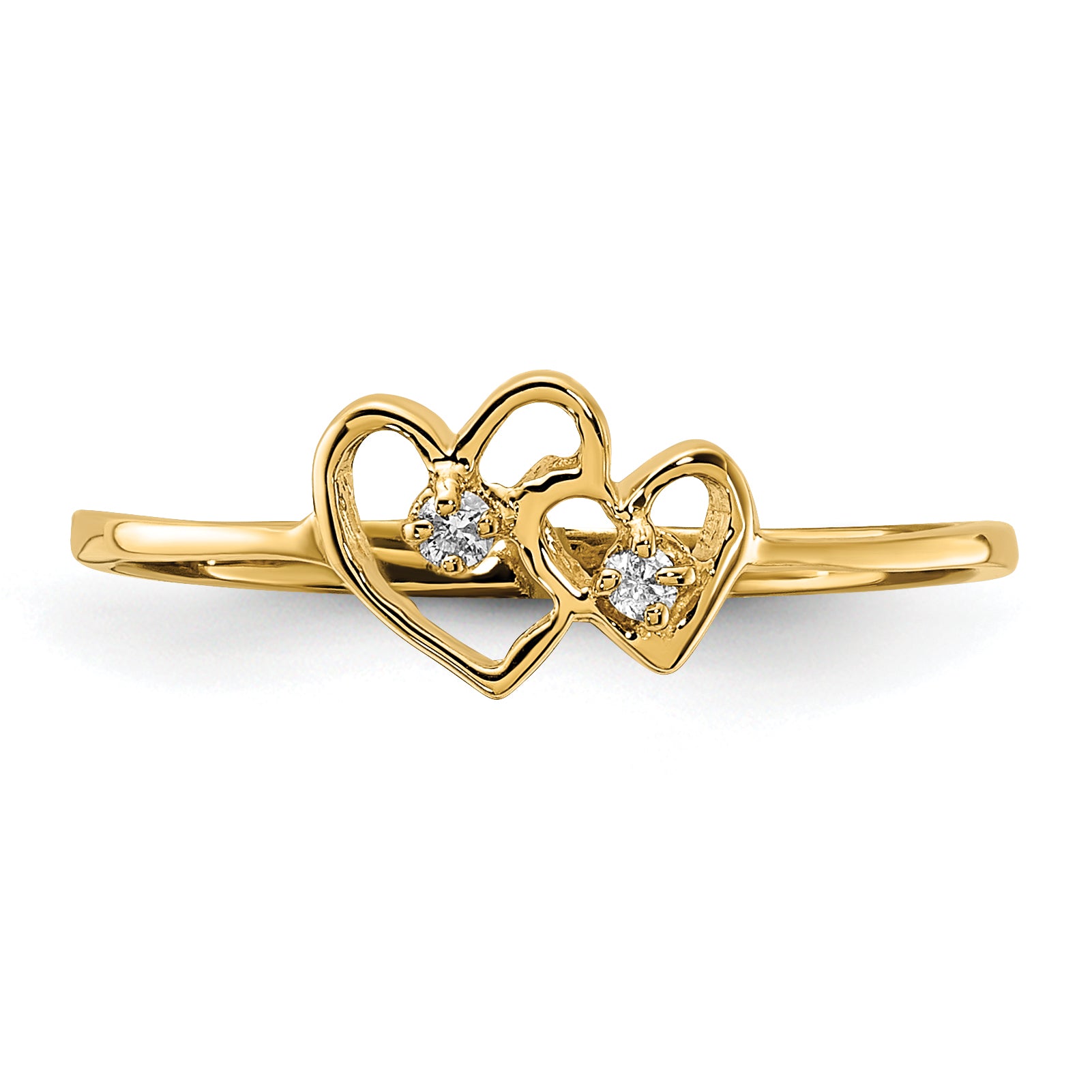 14k Polished AA Diamond heart ring