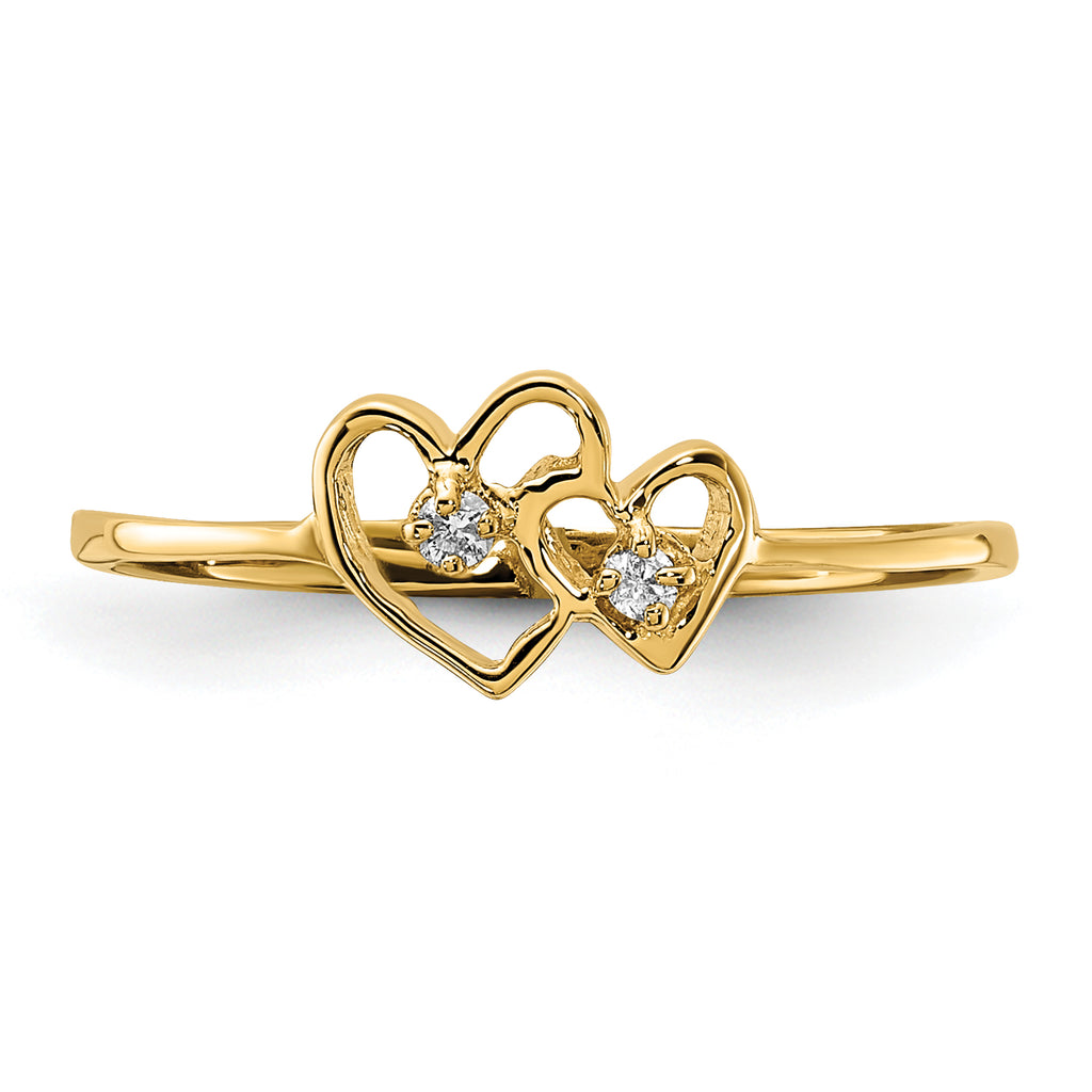 14k Polished AA Diamond heart ring