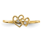 14k Polished AA Diamond heart ring