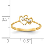 14k Polished AA Diamond heart ring