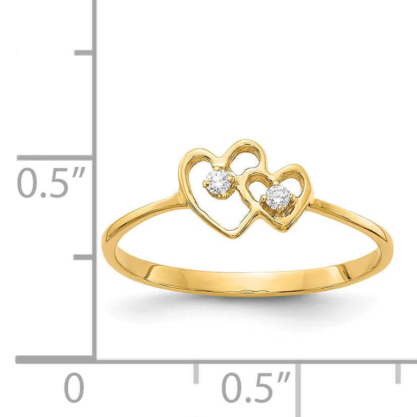 14k Polished AA Diamond heart ring