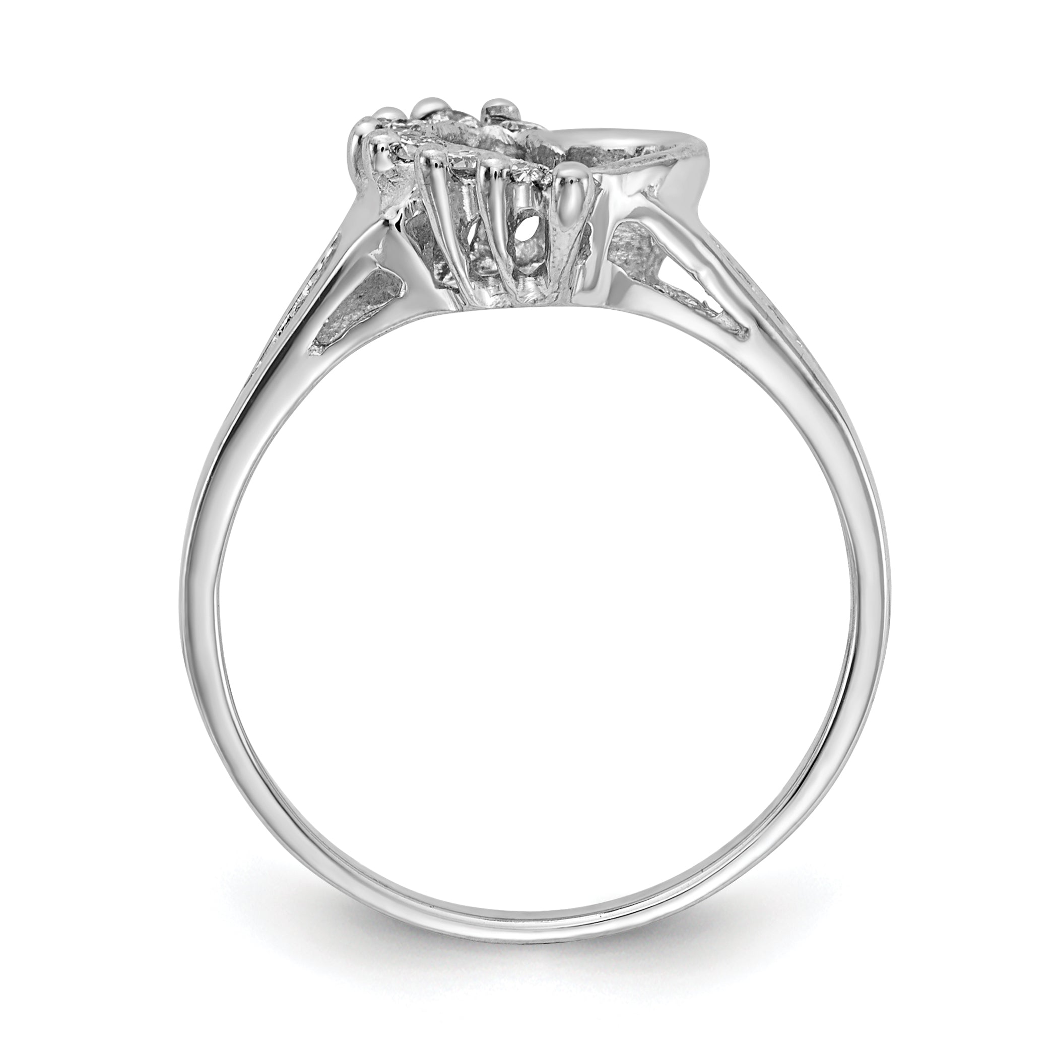 14k White Gold Polished 1/8 carat AAA Diamond Heart Ring