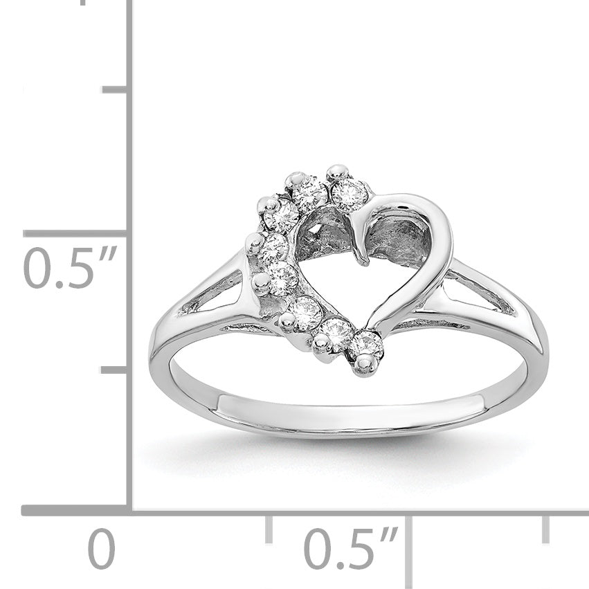 14k White Gold Polished 1/8 carat AA Diamond Heart Ring